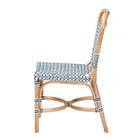 bali & pari Luciana Modern French Blue and White Weaving Natural Rattan Bistro Chair