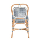 bali & pari Luciana Modern French Blue and White Weaving Natural Rattan Bistro Chair