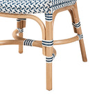 bali & pari Luciana Modern French Blue and White Weaving Natural Rattan Bistro Chair