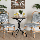 bali & pari Luciana Modern French Blue and White Weaving Natural Rattan Bistro Chair