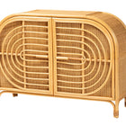 bali & pari Ovalet Modern Bohemian Natural Brown Rattan 2-Door Sideboard