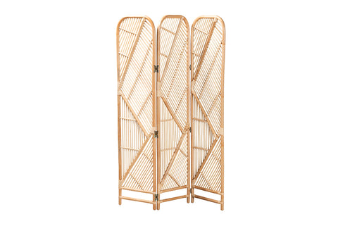 bali & pari Firenze Modern Bohemian Natural Brown Rattan Room Divider