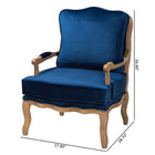 Baxton Studio Jules Traditional Navy Blue Fabric and French Oak Brown Finished Wood Accent Chair