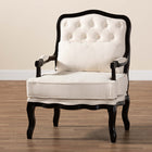 Baxton Studio Dion Traditional French Cream Fabric and Wenge Brown Finished Wood Accent Chair