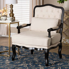 Baxton Studio Dion Traditional French Cream Fabric and Wenge Brown Finished Wood Accent Chair