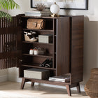 Baxton Studio Paricia Mid-Century Modern Walnut Brown Finished Wood Shoe Cabinet
