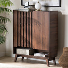Baxton Studio Paricia Mid-Century Modern Walnut Brown Finished Wood Shoe Cabinet
