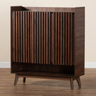 Baxton Studio Delaire Mid-Century Modern Walnut Brown Finished Wood Shoe Cabinet