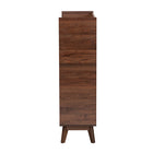 Baxton Studio Delaire Mid-Century Modern Walnut Brown Finished Wood Shoe Cabinet