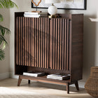 Baxton Studio Delaire Mid-Century Modern Walnut Brown Finished Wood Shoe Cabinet
