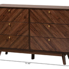 Baxton Studio Markell Mid-Century Modern Transitional Walnut Brown Finished Wood 6-Drawer Dresser