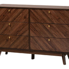 Baxton Studio Markell Mid-Century Modern Transitional Walnut Brown Finished Wood 6-Drawer Dresser