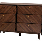 Baxton Studio Markell Mid-Century Modern Transitional Walnut Brown Finished Wood 6-Drawer Dresser