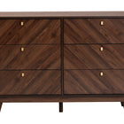 Baxton Studio Markell Mid-Century Modern Transitional Walnut Brown Finished Wood 6-Drawer Dresser
