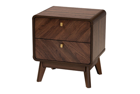 Baxton Studio Markell Mid-Century Transitional Walnut Brown Finished Wood 2-Drawer Nightstand