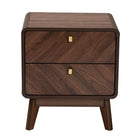 Baxton Studio Markell Mid-Century Transitional Walnut Brown Finished Wood 2-Drawer Nightstand