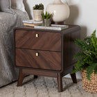 Baxton Studio Markell Mid-Century Transitional Walnut Brown Finished Wood 2-Drawer Nightstand
