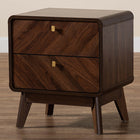 Baxton Studio Markell Mid-Century Transitional Walnut Brown Finished Wood 2-Drawer Nightstand