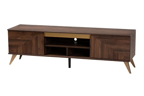 Baxton Studio Graceland Mid-Century Modern Transitional Walnut Brown Finished Wood 2-Door TV Stand