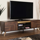 Baxton Studio Graceland Mid-Century Modern Transitional Walnut Brown Finished Wood 2-Door TV Stand