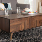 Baxton Studio Graceland Mid-Century Modern Transitional Walnut Brown Finished Wood 2-Drawer Coffee Table