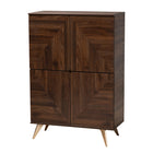 Baxton Studio Graceland Mid-Century Modern Transitional Walnut Brown Finished Wood Shoe Cabinet