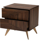 Baxton Studio Graceland Mid-Century Modern Transitional Walnut Brown Finished Wood 2-Drawer Nightstand