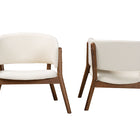 Baxton Studio Baron Mid-Century Modern Cream Boucle Fabric Upholstered and Walnut Brown Finished Wood 2-Piece Living Room Accent Chair Set