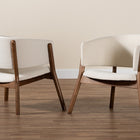 Baxton Studio Baron Mid-Century Modern Cream Boucle Fabric Upholstered and Walnut Brown Finished Wood 2-Piece Living Room Accent Chair Set