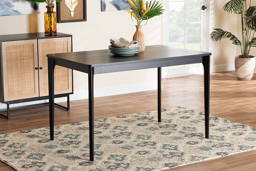 Baxton Studio Sherwin Mid-Century Modern Black Finished Wood Dining Table