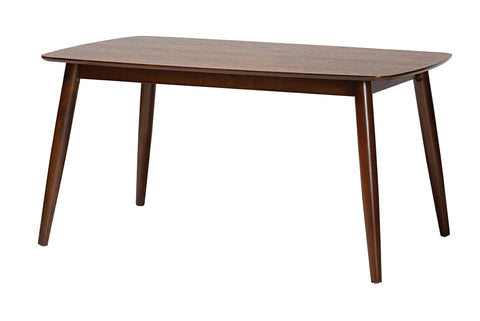 Baxton Studio Flora Mid-Century Modern Walnut Brown Finished Wood Dining Table