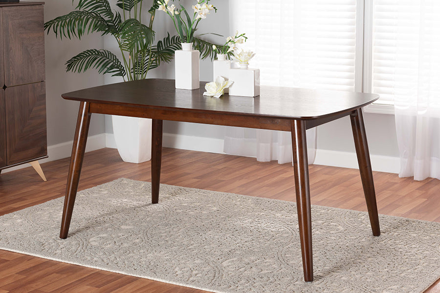 Baxton Studio Flora Mid-Century Modern Walnut Brown Finished Wood Dining Table