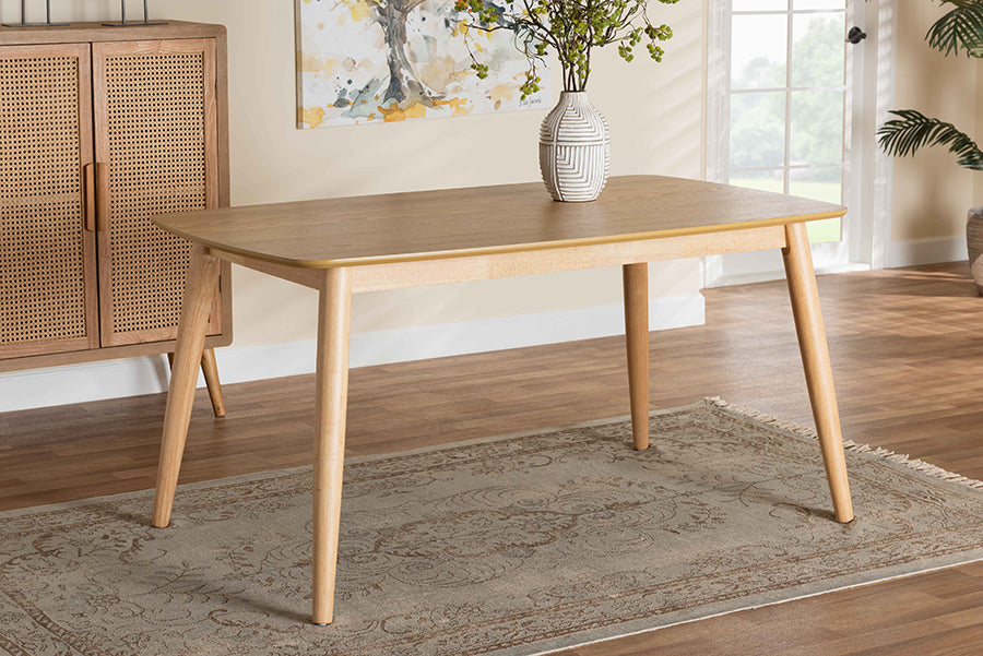 Baxton Studio Flora Mid-Century Modern Natural Oak Finished Wood Dining Table