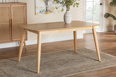 Baxton Studio Flora Mid-Century Modern Natural Oak Finished Wood Dining Table