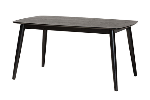 Baxton Studio Flora Mid-Century Modern Black Finished Wood Dining Table