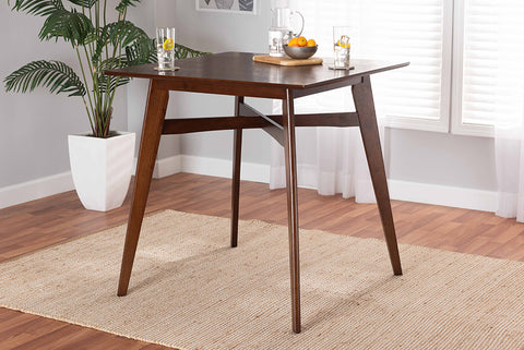 Baxton Studio Leena Mid-Century Modern Walnut Brown Finished Wood Counter Height Pub Table