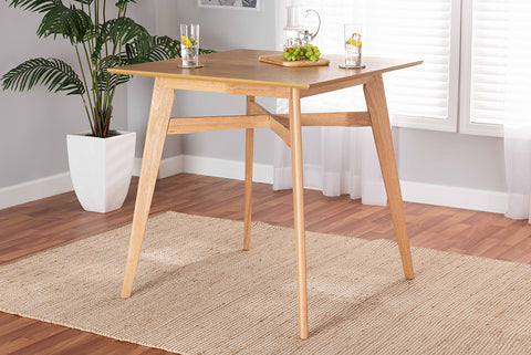 Baxton Studio Leena Mid-Century Modern Natural Oak Finished Wood Counter Height Pub Table