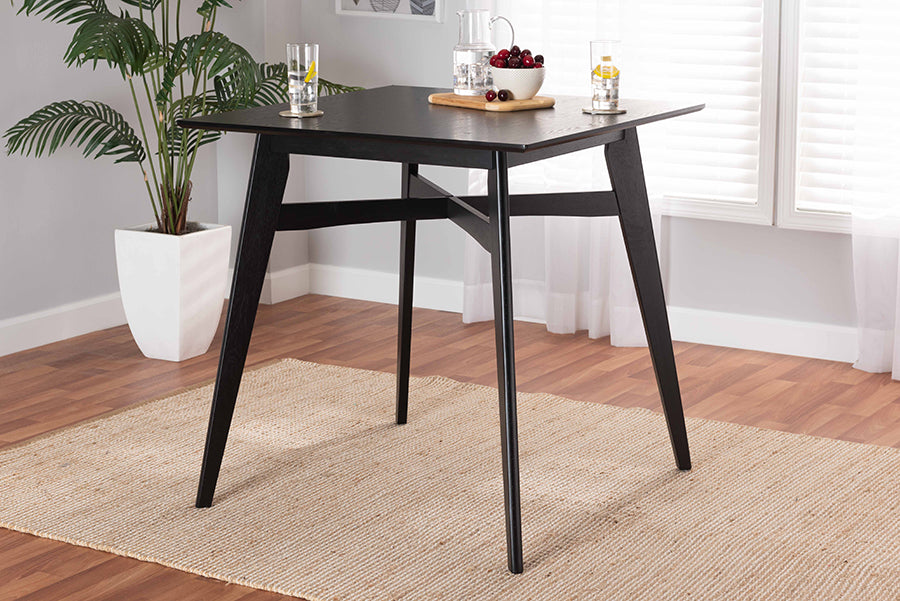 Baxton Studio Leena Mid-Century Modern Black Finished Wood Counter Height Pub Table