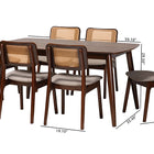 Baxton Studio Dannon Mid-Century Modern Grey Fabric and Walnut Brown Finished Wood 7-Piece Dining Set