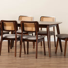 Baxton Studio Dannon Mid-Century Modern Grey Fabric and Walnut Brown Finished Wood 7-Piece Dining Set