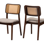 Baxton Studio Dannon Mid-Century Modern Grey Fabric and Walnut Brown Finished Wood 2-Piece Dining Chair Set