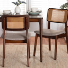 Baxton Studio Dannon Mid-Century Modern Grey Fabric and Walnut Brown Finished Wood 2-Piece Dining Chair Set