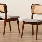 Baxton Studio Dannon Mid-Century Modern Grey Fabric and Walnut Brown Finished Wood 2-Piece Dining Chair Set