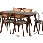 Baxton Studio Dannell Mid-Century Modern Grey Fabric and Walnut Brown Finished Wood 7-Piece Dining Set