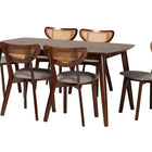 Baxton Studio Dannell Mid-Century Modern Grey Fabric and Walnut Brown Finished Wood 7-Piece Dining Set