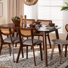 Baxton Studio Dannell Mid-Century Modern Grey Fabric and Walnut Brown Finished Wood 7-Piece Dining Set