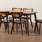 Baxton Studio Dannell Mid-Century Modern Grey Fabric and Walnut Brown Finished Wood 7-Piece Dining Set