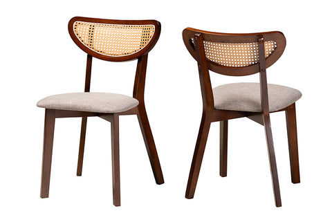 Baxton Studio Dannell Mid-Century Modern Grey Fabric and Walnut Brown Finished Wood Dining Chair
