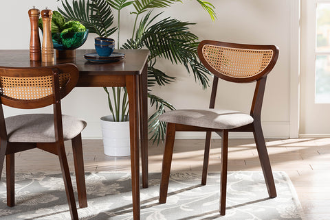 Baxton Studio Dannell Mid-Century Modern Grey Fabric and Walnut Brown Finished Wood Dining Chair