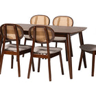 Baxton Studio Darrion Mid-Century Modern Grey Fabric and Walnut Brown Finished Wood 7-Piece Dining Set